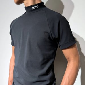 半袖モックネック カットソー シェルタリングドライ NEW STD LOGO/BLACK