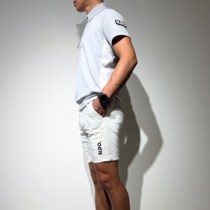 CODURA(R) NYLON 4WAY STRETCH ハーフパンツ  FRONT BACK ZIP LOGO/WHITE