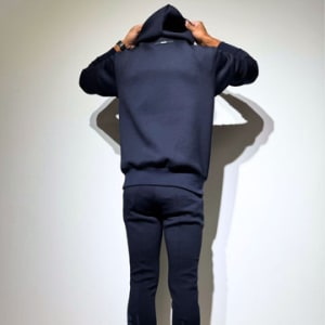 ライト ダブルニットフーディー FRONT 3D SHADOW LOGO/DARK NAVY (UNISEX)
