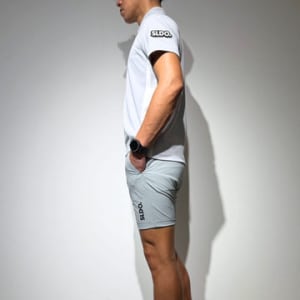 CODURA(R) NYLON 4WAY STRETCH ハーフパンツ  FRONT BACK ZIP LOGO/ICE GRAY