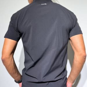 撥水サンシェイド ハーフジップ 半袖モックネック カットソー FRONT LOGO/MATTE BLACK