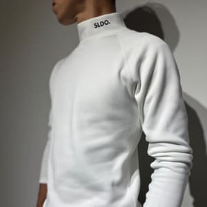 NEW STD裏起毛ストレッチハイネックロングスリーブTシャツ/WHITE