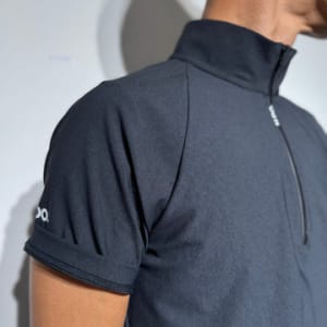 ハーフジップ 半袖モックネック カットソー ZIP LOGO/BLACK