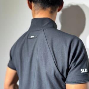 ハーフジップ 半袖モックネック カットソー ZIP LOGO/BLACK