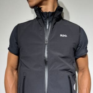 ハーフジップ 半袖モックネック カットソー ZIP LOGO/BLACK