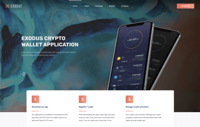 Exodus Crypto Wallet Landing Page Freeb image