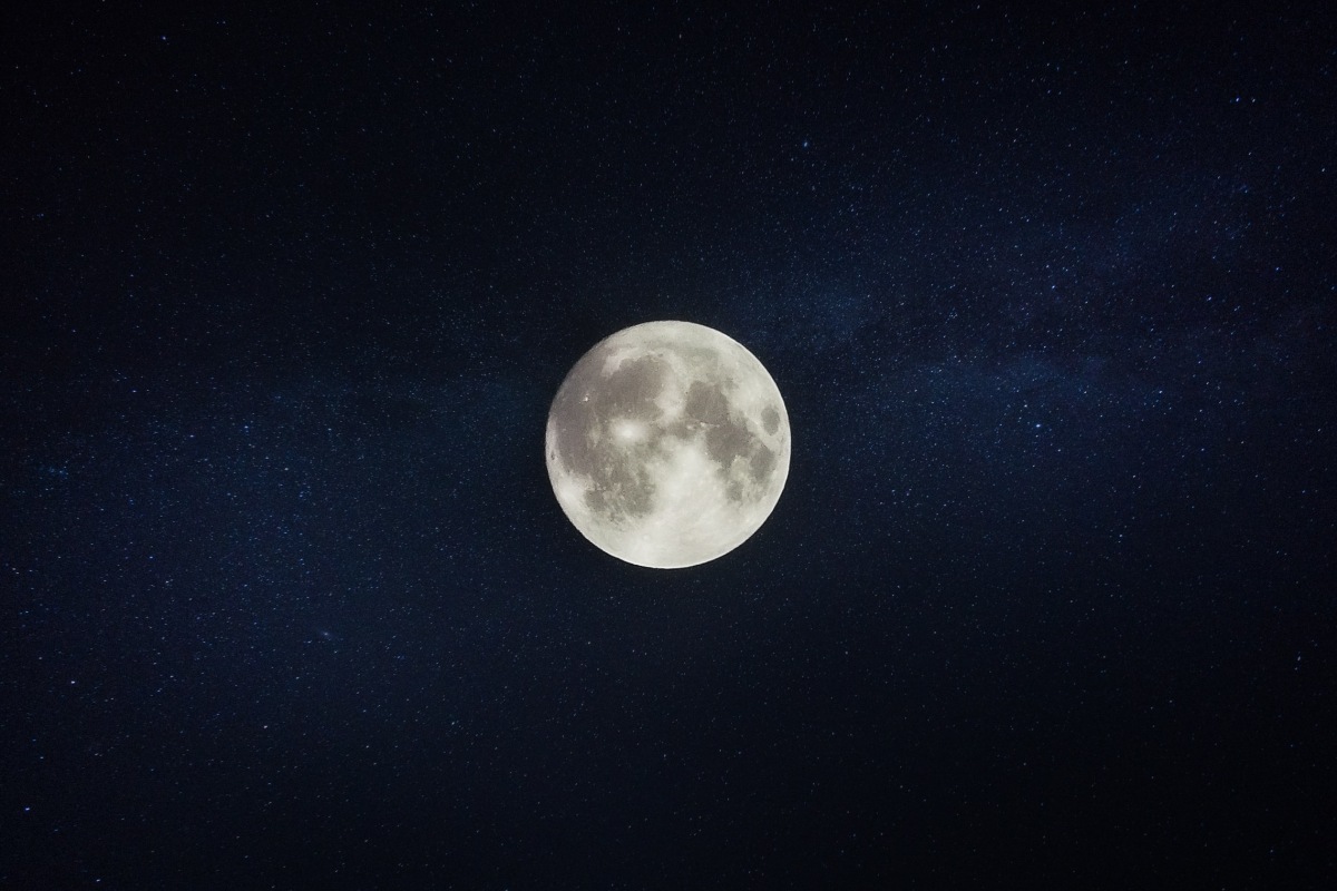 The moon in a clear night sky