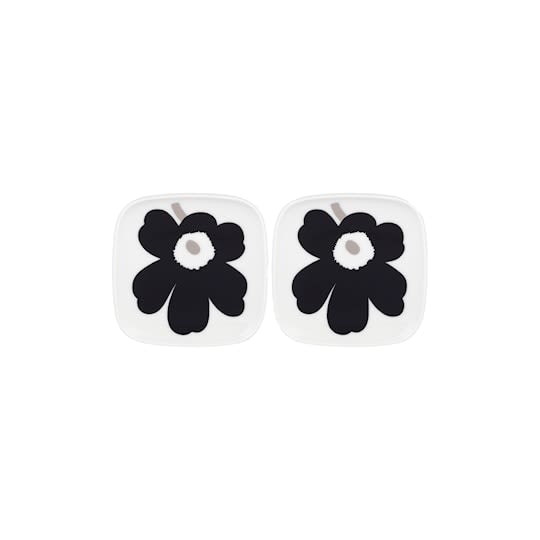 Marimekko Oiva Unikko Assiett White/Coal/Silver 2-pack