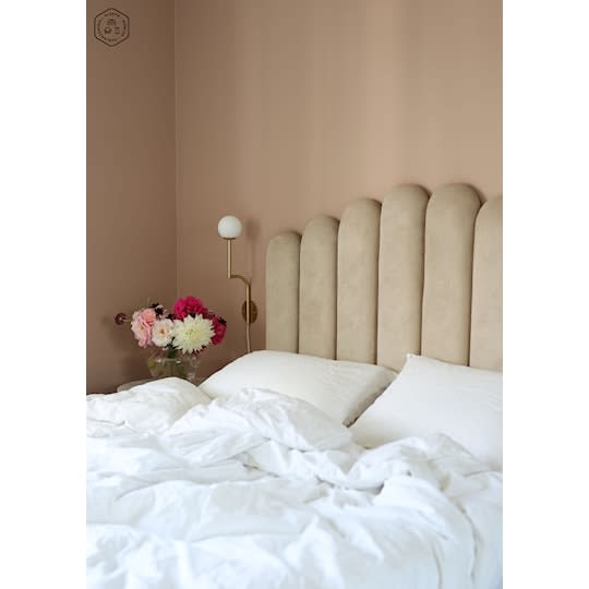 Sleepo Art Sengegavl Fløyel Beige 160cm