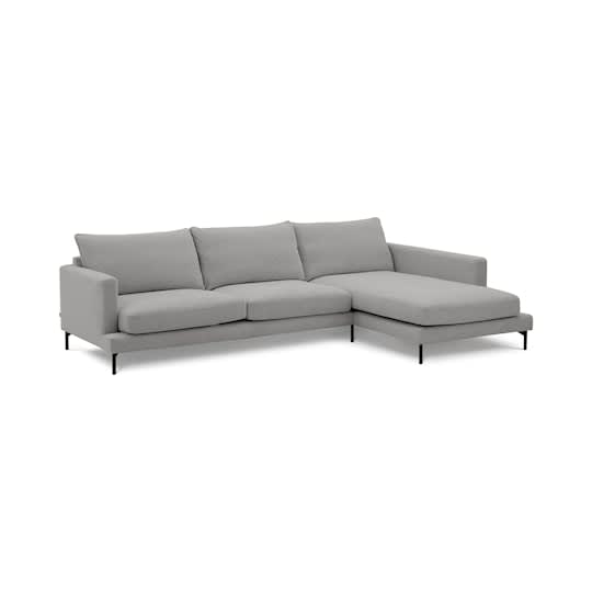 Sleepo Olivia 4-Seters Sjeselong Sofa Høyre Sølv 297cm