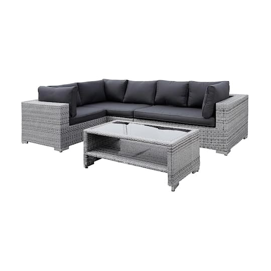 Nordic Outdoor Bora 5-sits Loungesoffa inkl Bord m Hylla Ljusgrå