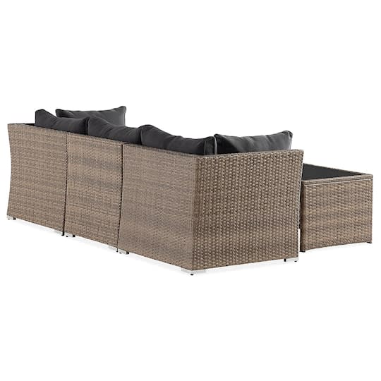 Nordic Outdoor Flynn 4-sits Loungesoffa inkl Bord m Hylla Sand/Mörkgrå