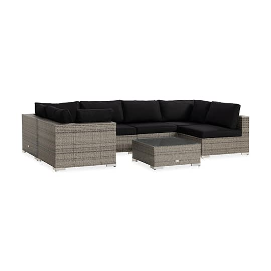 Nordic Outdoor Bora 7-seters lounge sofa inkl. blokkbord Grå