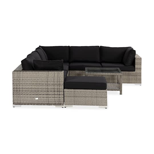 Nordic Outdoor Bora 7-sits Loungesoffa inkl Bord m Hylla Grå 75x75cm