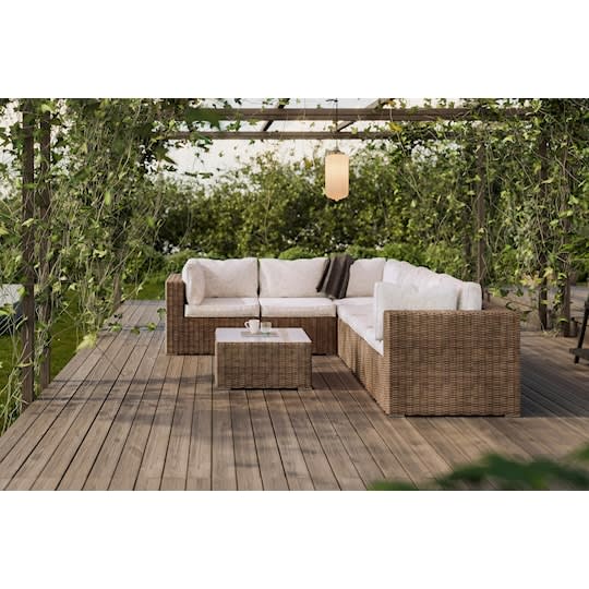 Nordic Outdoor Lillian 6-seter Loungesofa Brun/Lysegrå