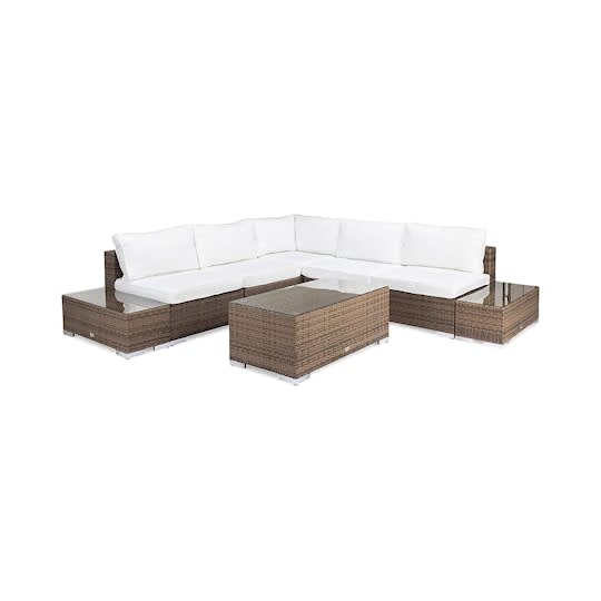 Nordic Outdoor Bora 5-seters lounge sofa inkl. blokkbord/endemoduler Sand