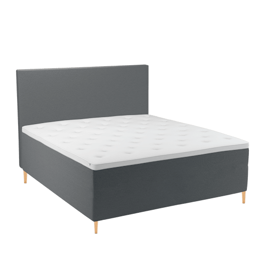 Sleepo Venus Seamless Kontinentalsäng Anthracite 180 Medium/Medium Rundat Träben Ek 13cm