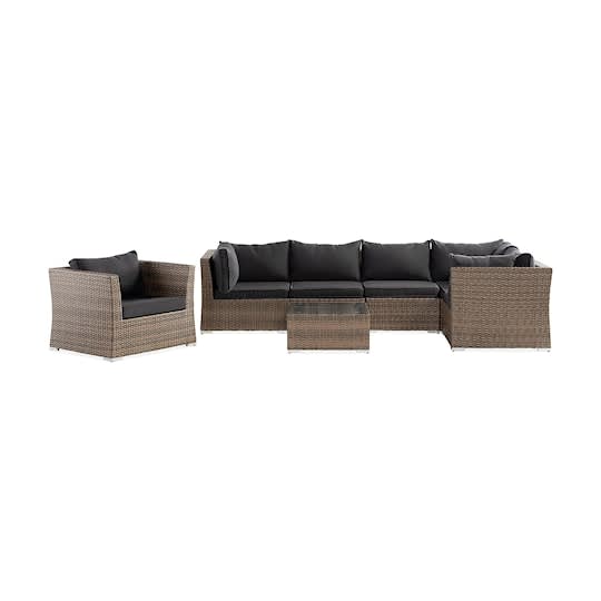 Nordic Outdoor Flynn 6-sits Loungegrupp inkl Bord Sand/Mörkgrå