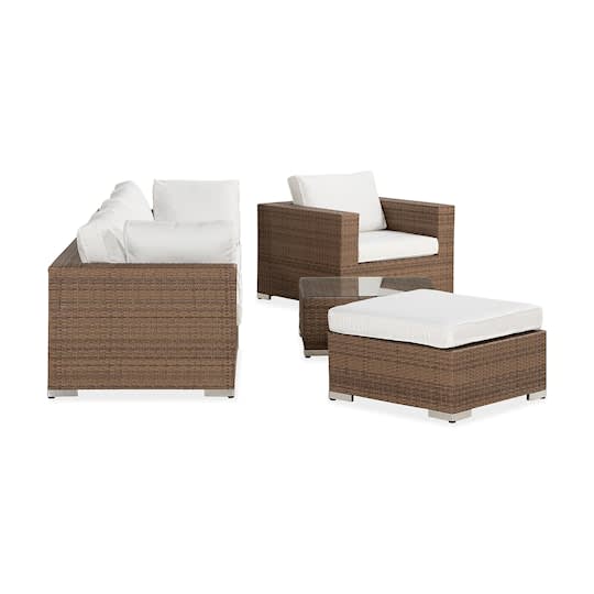 Nordic Outdoor Bora 7-seters loungegruppe inkl. sofa/blokkbord Sand