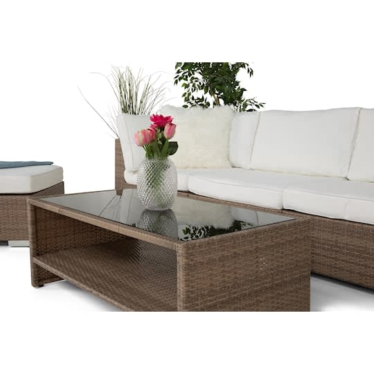 Nordic Outdoor Bora 6-seters Loungegruppe inkl. Bord med Oppbevaring Sand