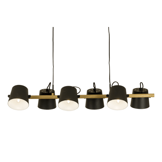 Aneta Lighting Malva Taklampa 6 Svart/Natur