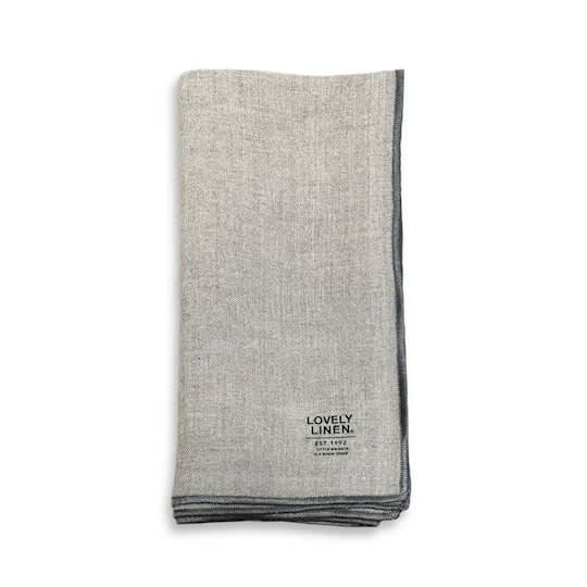 Lovely Linen Grace Servett Beige/Graphite 42x42 4-pack