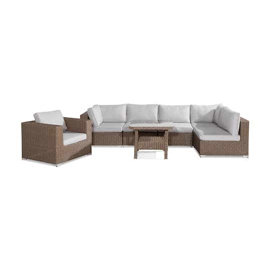 Nordic Outdoor Lillian 6-seter Loungegruppe Brun/Lysegrå