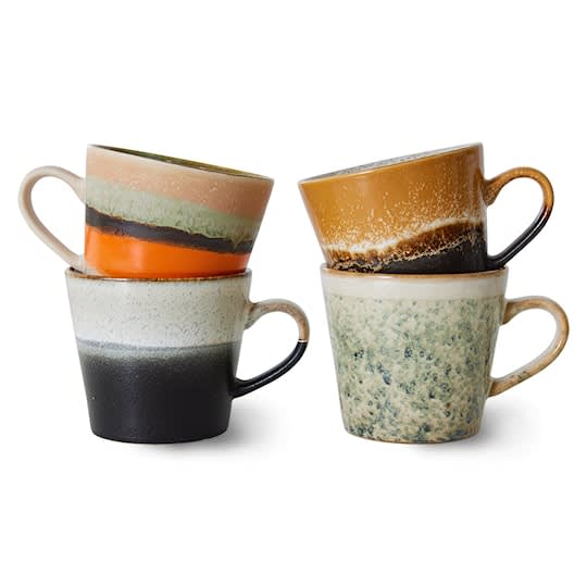 HKliving 70s Ceramics Cappuccinokopp Verve 4-pack