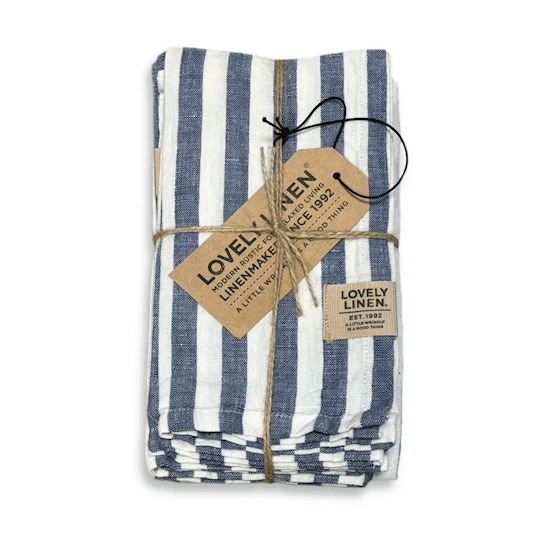 Lovely Linen Misty Servett Linne Square Denim Blue 42x42 4-pack