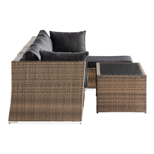 Nordic Outdoor Flynn 5-seters loungesofa inkl. bord med hylle Sand/Mørkegrå