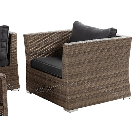 Nordic Outdoor Flynn 5-sits Loungegrupp inkl Bord m Hylla Sand/Mörkgrå