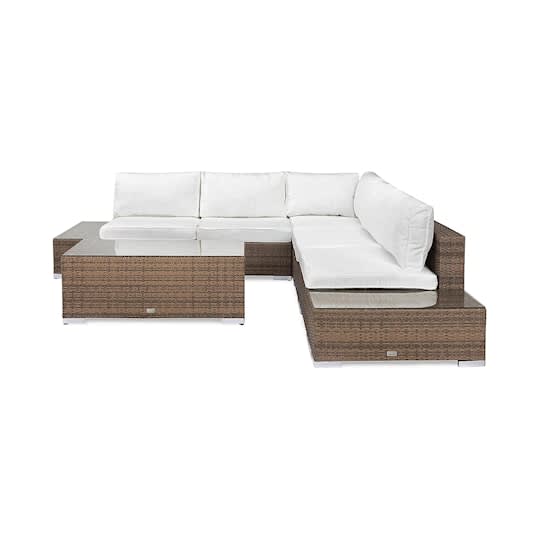 Nordic Outdoor Bora 5-seters lounge sofa inkl. blokkbord/endemoduler Sand