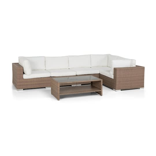 Nordic Outdoor Bora 5-sits Loungesoffa inkl Bord m Förvaring Sand