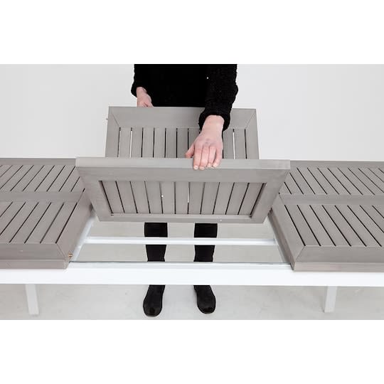 Nordic Outdoor Benji Uttrekkbart Spisebord Grå/Hvit 152-210cm