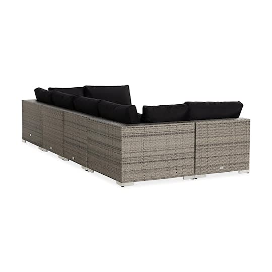 Nordic Outdoor Bora 6-sits Loungesoffa inkl Bord m Hylla Grå