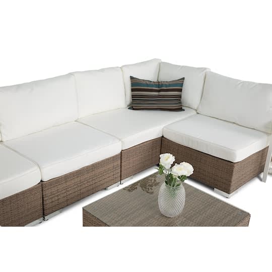 Nordic Outdoor Bora 8-sits Loungesoffa ink Divan/Bord Sand