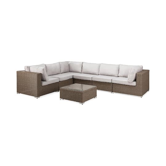 Nordic Outdoor Lillian 6-seter Loungesofa Brun/Lysegrå