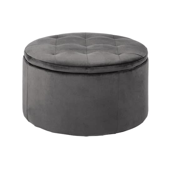 Nordic Home Meja Storage Puff Velvet Tummanharmaa