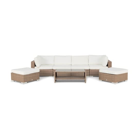 Nordic Outdoor Bora 6-seters loungegruppe inkl. sofa/bord med hylle Sand