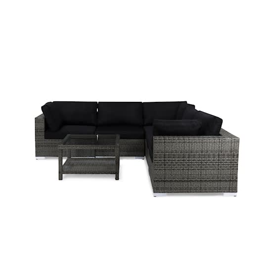 Nordic Outdoor Bora 5-seters lounge sofa inkl. bord med oppbevaring Grå 75x75cm