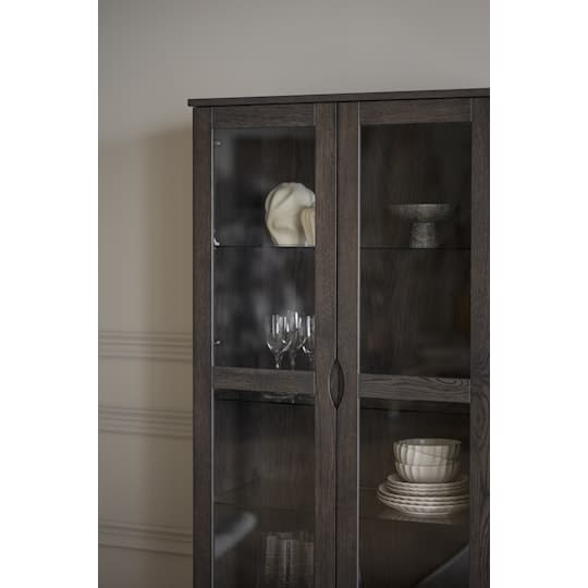 Rowico Home Filippa Vitrine Schrank Dunkelbraun 185cm