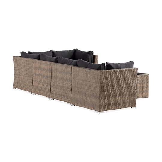 Nordic Outdoor Flynn 5-seters loungesofa hjørne inkl. bord med hylle Sand/Mørkegrå