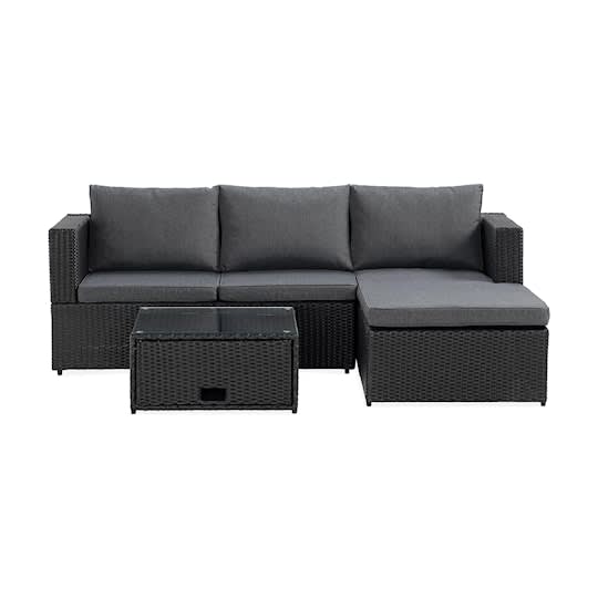 Nordic Outdoor Alissa 3-sits Loungegrupp inkl Bord Svart