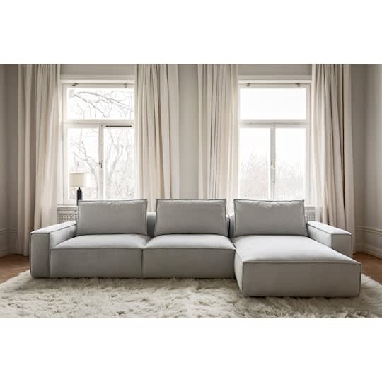 Sleepo Louie Divan-Sofa rechts Greige 348 cm