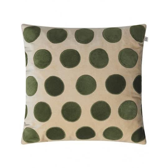 Chhatwal &amp; Jonsson Circle Kuddfodral Sammet Beige/Cactus Green 50x50