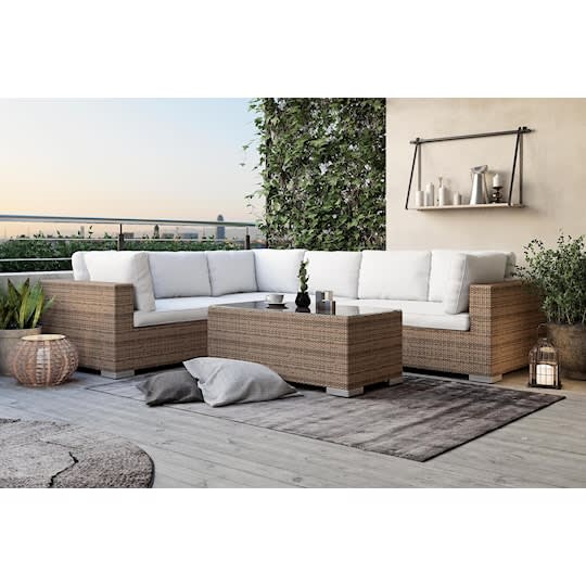 Nordic Outdoor Bora 6-seter Loungesofa inkl. Bord Venstre Sand