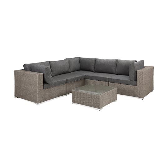 Nordic Outdoor Lillian 5-seter Loungesofa Hjørne Brun/Mørkegrå