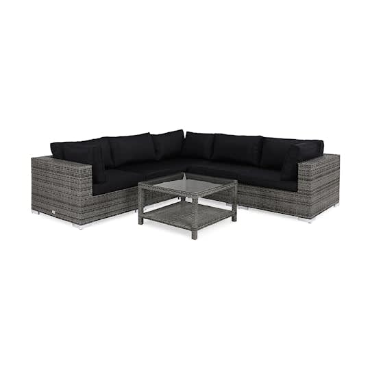 Nordic Outdoor Bora 5-seters lounge sofa inkl. bord med hylle Grå 75x75cm
