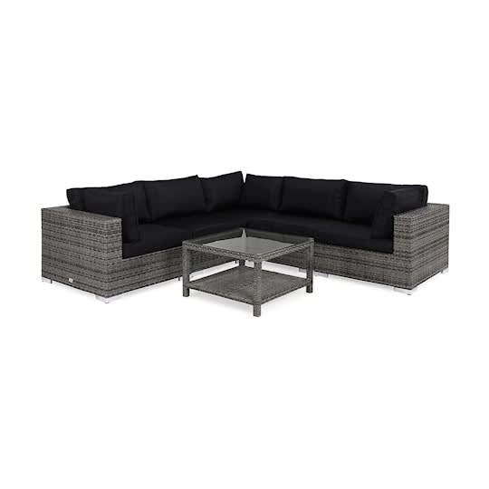 Nordic Outdoor Bora 5-sits Loungesoffa inkl Bord m Hylla Grå 75x75cm