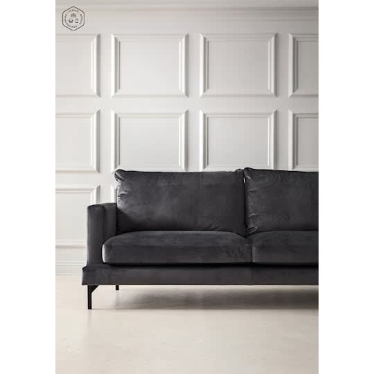 Sleepo Olivia 4-Seters Sofa Fløyel Mørkegrå 266cm